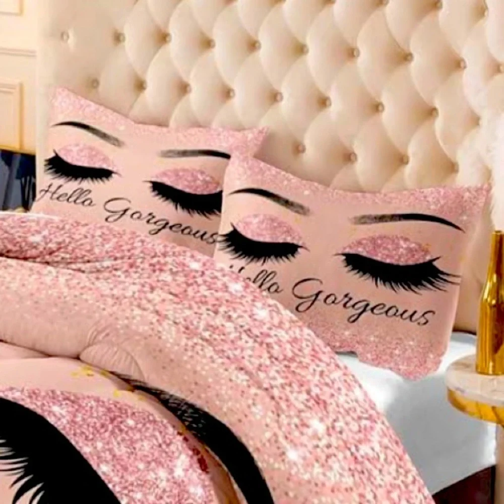 3 Hello Gorgeous Pink Glitter pillowcases
